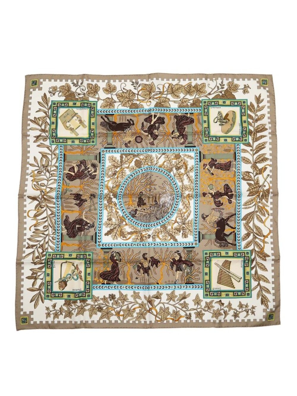 Hermes Carre 90 Scarf Large Musique Des Dieux Music of the Gods Silk 100%